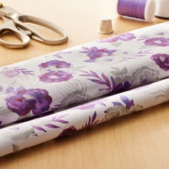 Discount ❤️ Purple & Gray Floral Cotton Fabric by Loops & Threads™ 🔔 -Loops and Threads Sales Shop 10631296 20
