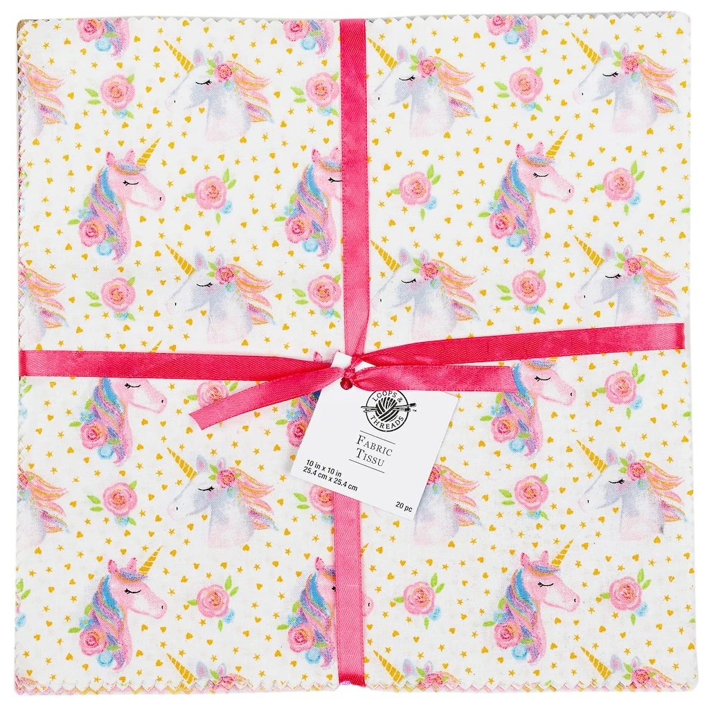 New π Unicorn Cotton Fabric Squares by Loops & Threads™ 𧨠3 New π Unicorn Cotton Fabric Squares by Loops & Threads™ π§¨