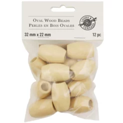 Coupon 🎉 12 Packs: 12 ct. (144 total) Natural Wood Oval Beads, 32mm by Loops & Threads® 😀