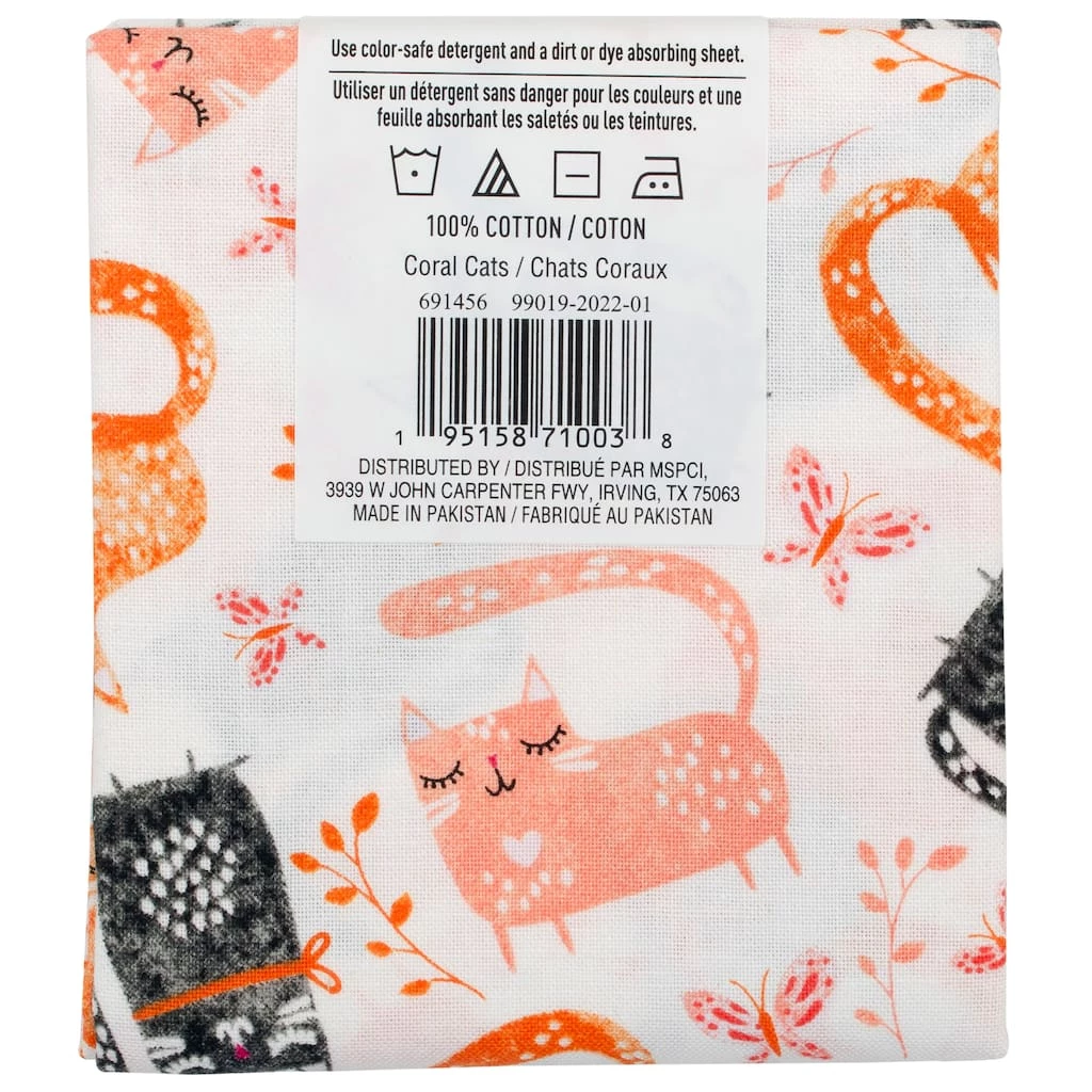 Best Sale 🥰 Coral Cats Cotton Fabric Bundle by Loops & Threads™ 🧨 8 Best Sale 🥰 Coral Cats Cotton Fabric Bundle by Loops & Threads™ 🧨 - Image 6