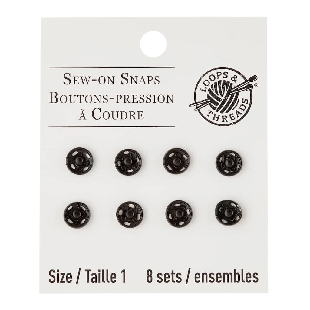 Discount β 12 Packs: 8 ct. (96 total) Black Sew-On Snaps by Loops & Threads™ π 3 Discount β 12 Packs: 8 ct. (96 total) Black Sew-On Snaps by Loops & Threads™ π