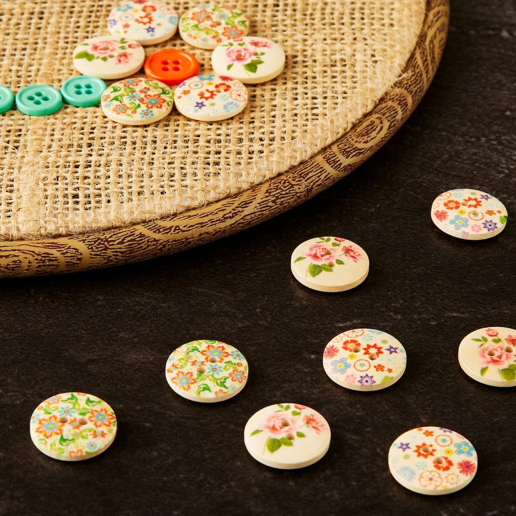 Coupon π 12 Packs: 18 ct. (216 total) Flower Print Buttons by Loops & Threads® π 4 Coupon π 12 Packs: 18 ct. (216 total) Flower Print Buttons by Loops & Threads® π - Image 2